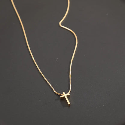 Simple Style Cross Alloy Plating Gold Plated Women's Pendant Necklace