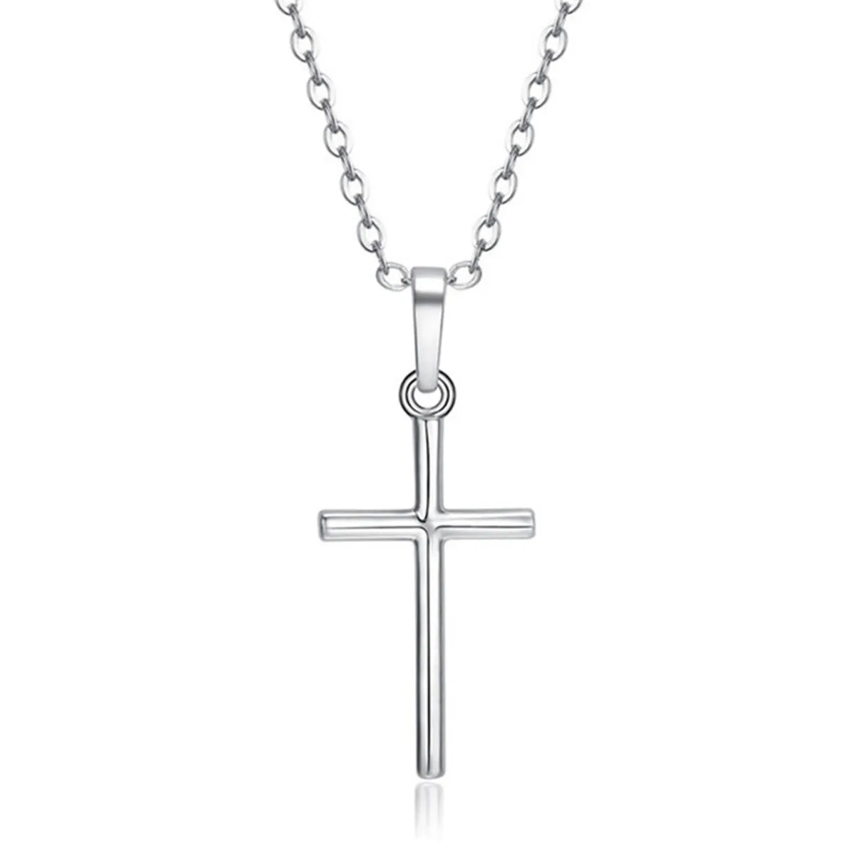 Simple Style Cross Alloy Plating Inlay Rhinestones Unisex Pendant Necklace