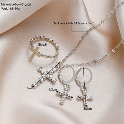 Simple Style Cross Alloy Plating Inlay Rhinestones Women'S Jewelry Set