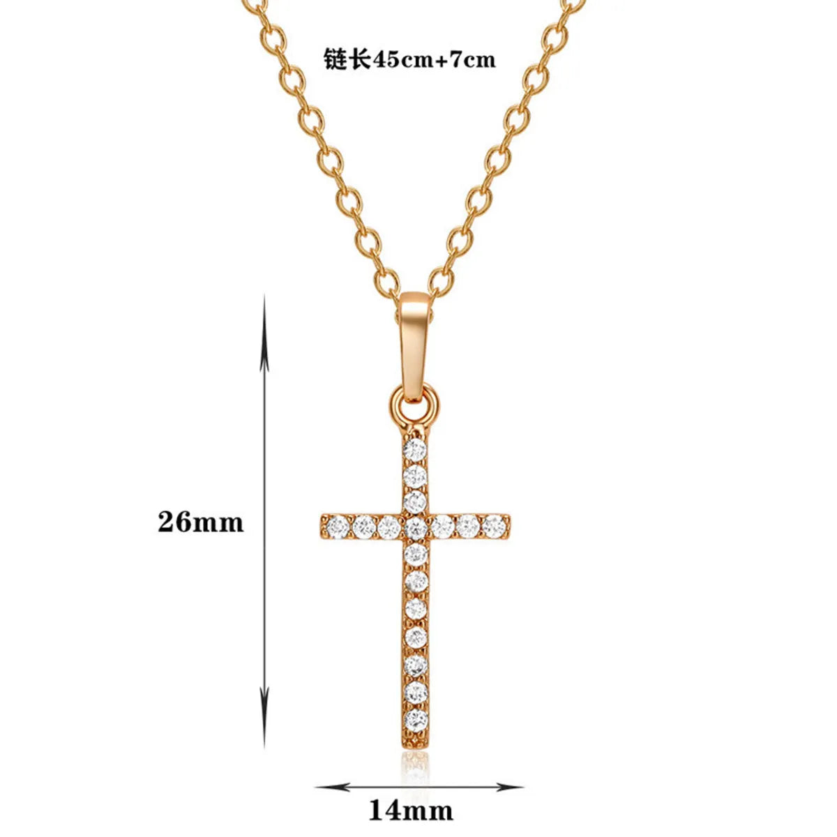 Simple Style Cross Alloy Plating Rhinestones Women'S Pendant Necklace