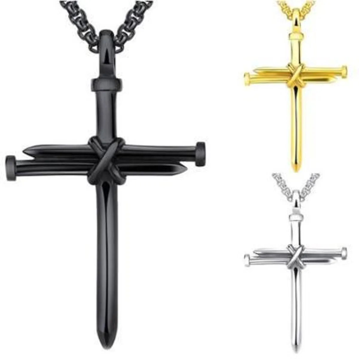 Simple Style Cross Alloy Plating Unisex Pendant Necklace 1 Piece