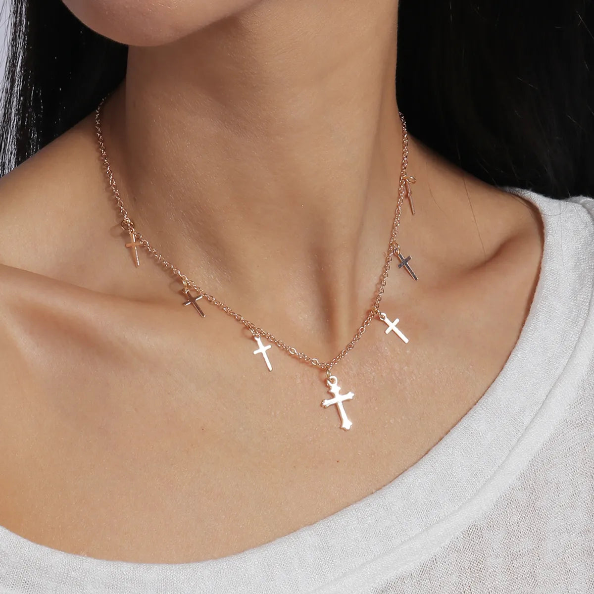 Simple Style Cross Alloy Plating Women's Necklace