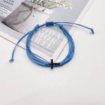 Simple Style Cross Alloy Wax Line Wholesale Drawstring Bracelets