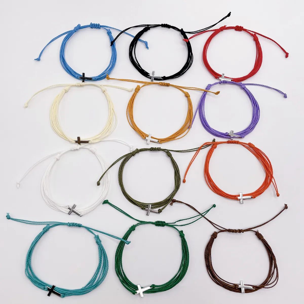 Simple Style Cross Alloy Wax Line Wholesale Drawstring Bracelets