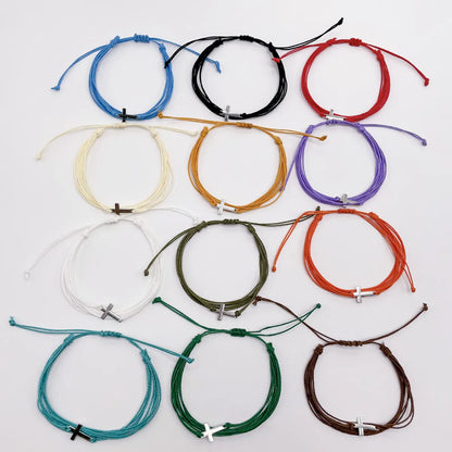 Simple Style Cross Alloy Wax Line Wholesale Drawstring Bracelets