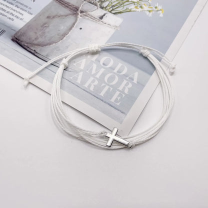 Simple Style Cross Alloy Wax Line Wholesale Drawstring Bracelets