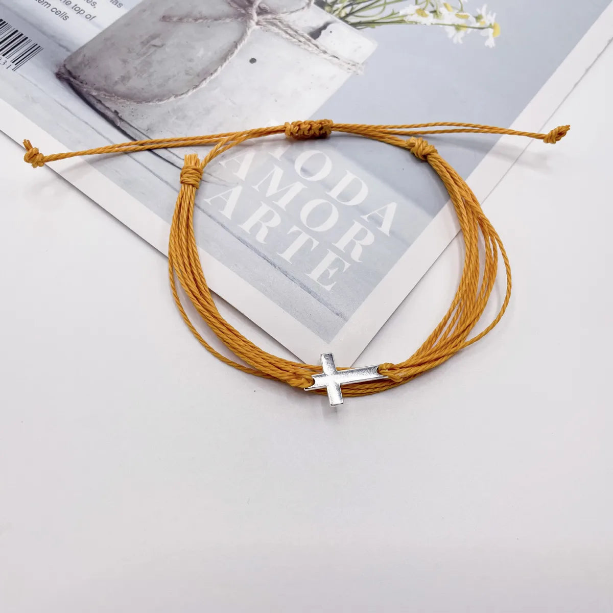 Simple Style Cross Alloy Wax Line Wholesale Drawstring Bracelets