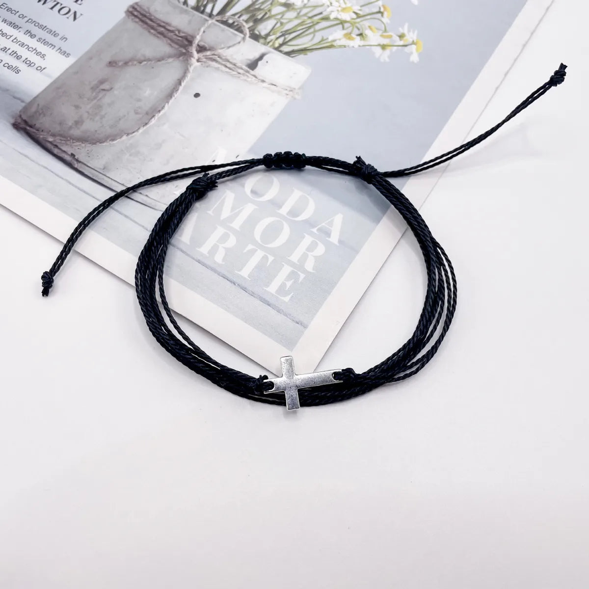 Simple Style Cross Alloy Wax Line Wholesale Drawstring Bracelets