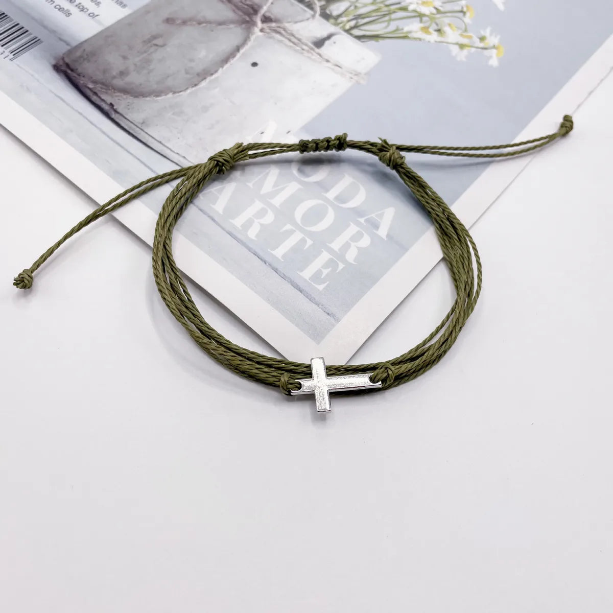 Simple Style Cross Alloy Wax Line Wholesale Drawstring Bracelets