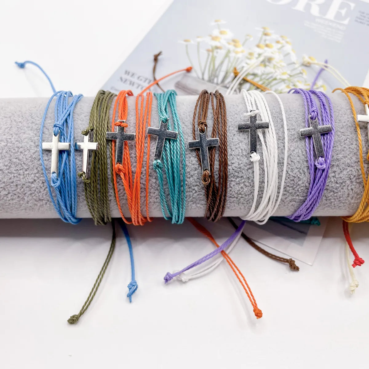 Simple Style Cross Alloy Wax Line Wholesale Drawstring Bracelets