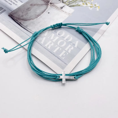 Simple Style Cross Alloy Wax Line Wholesale Drawstring Bracelets