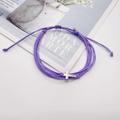 Simple Style Cross Alloy Wax Line Wholesale Drawstring Bracelets