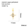 Simple Style Cross Copper Enamel Plating Inlay Zircon 18k Gold Plated Charms