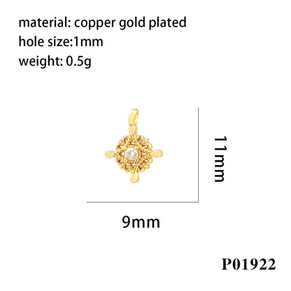 Simple Style Cross Copper Enamel Plating Inlay Zircon 18k Gold Plated Charms