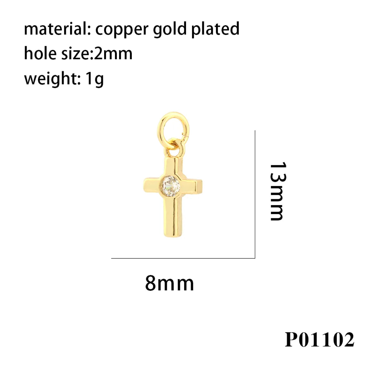 Simple Style Cross Copper Enamel Plating Inlay Zircon 18k Gold Plated Charms