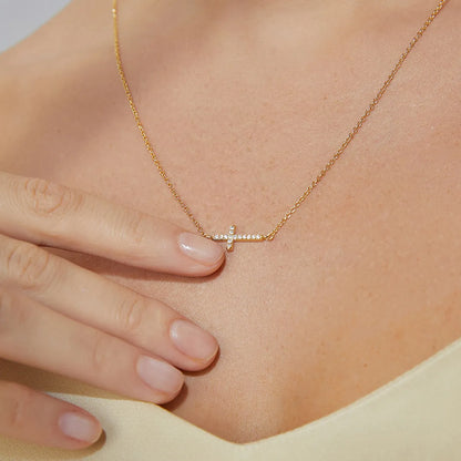 Simple Style Cross Copper 18k Gold Plated Zircon Necklace In Bulk