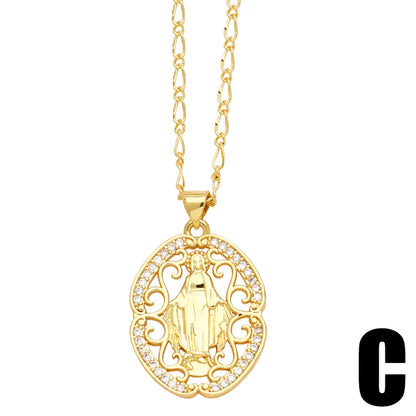 Simple Style Cross Copper Plating Inlay Zircon 18k Gold Plated Pendant Necklace