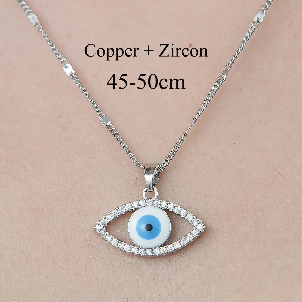 Simple Style Cross Devil'S Eye Flower Copper Plating Inlay Zircon Pendant Necklace