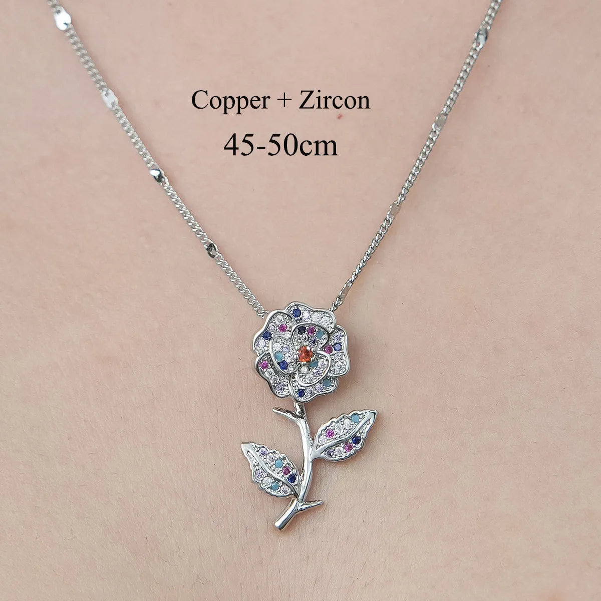 Simple Style Cross Devil'S Eye Flower Copper Plating Inlay Zircon Pendant Necklace