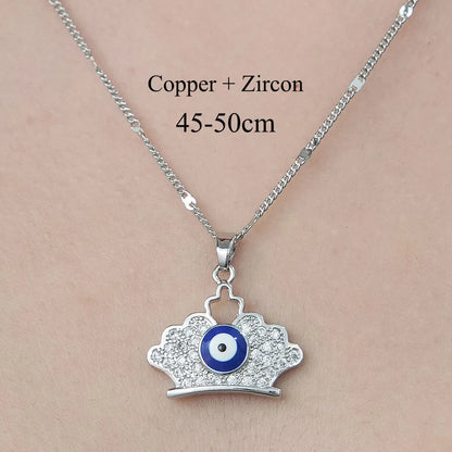 Simple Style Cross Devil'S Eye Flower Copper Plating Inlay Zircon Pendant Necklace