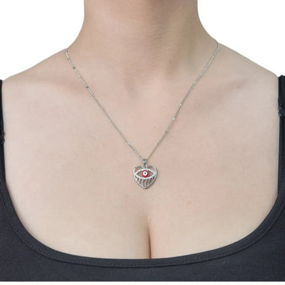 Simple Style Cross Devil'S Eye Lock Copper Plating Inlay Zircon Pendant Necklace