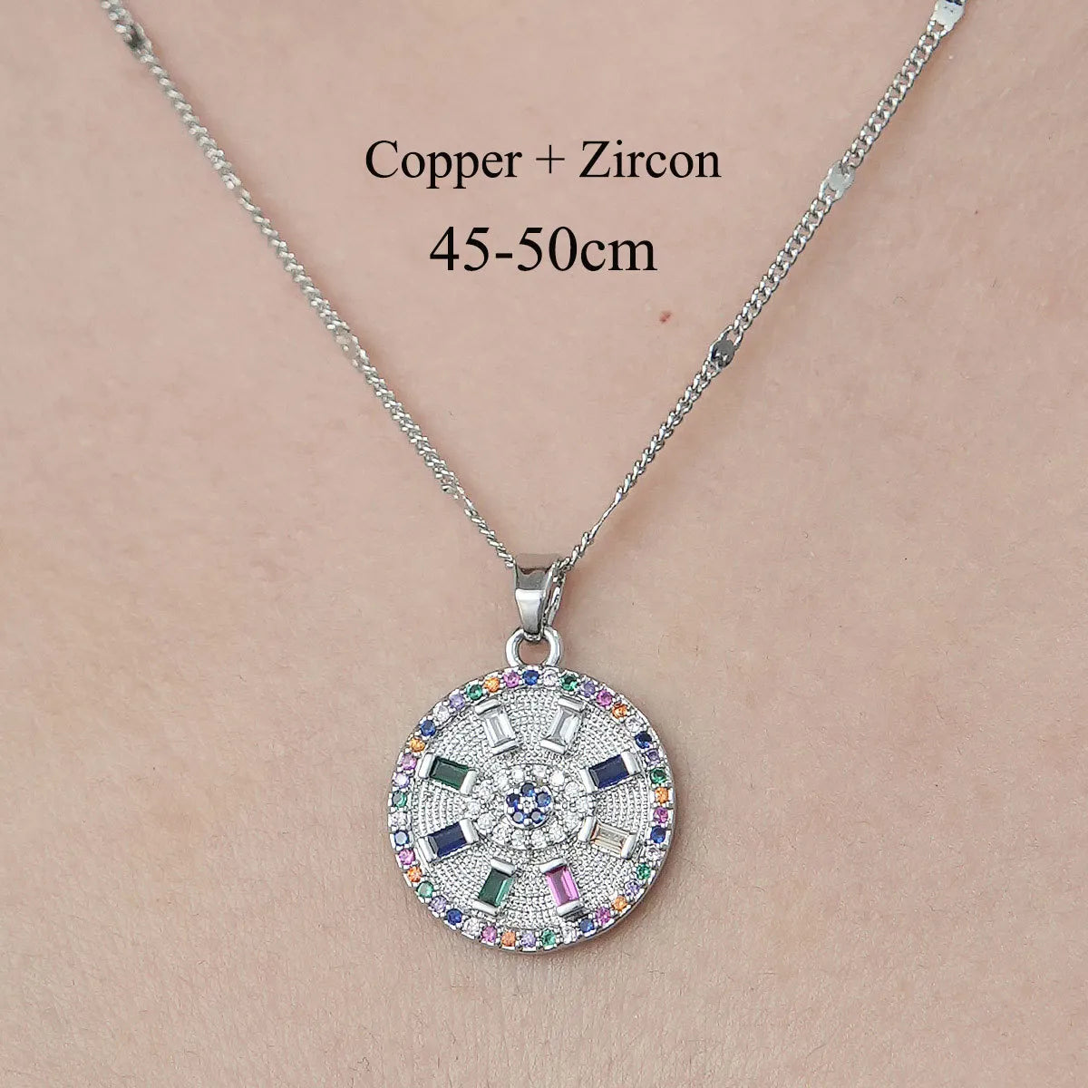 Simple Style Cross Devil'S Eye Lock Copper Plating Inlay Zircon Pendant Necklace