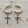 Simple Style Cross Freshwater Pearl Beaded Women'S Earrings Necklace