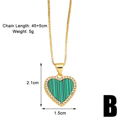 Simple Style Cross Heart Shape Copper Plating Inlay Zircon 18k Gold Plated Pendant Necklace