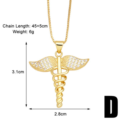 Simple Style Cross Heart Shape Copper Plating Inlay Zircon 18k Gold Plated Pendant Necklace