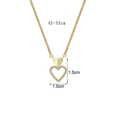 Simple Style Cross Heart Shape Copper Plating Inlay Zircon 18k Gold Plated Pendant Necklace