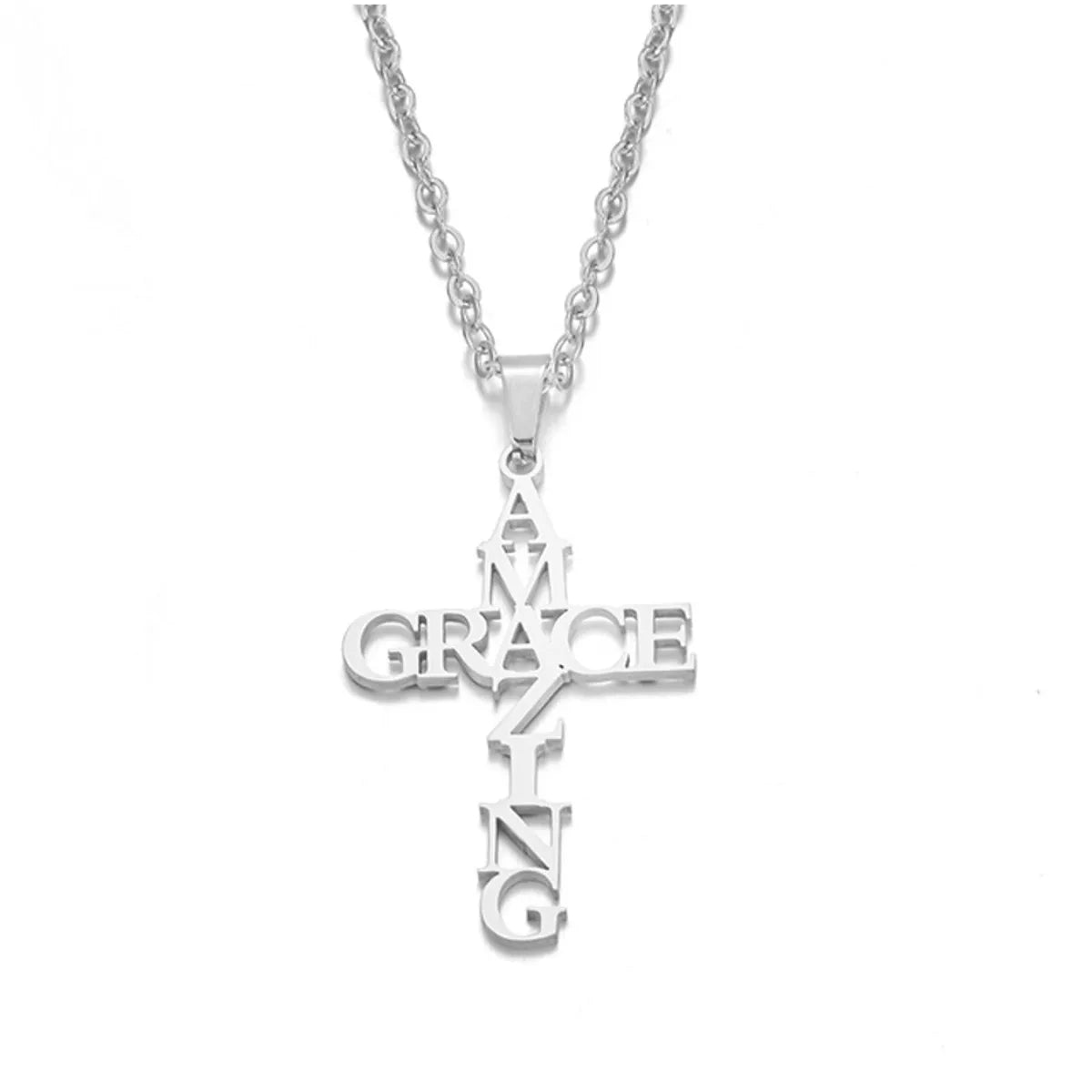 Simple Style Cross Letter Stainless Steel Plating Pendant Necklace 1 Piece