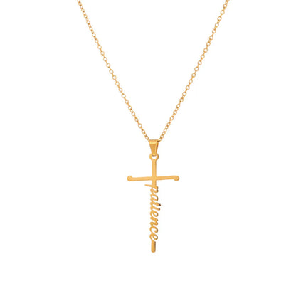 Simple Style Cross Letter Titanium Steel Plating Pendant Necklace