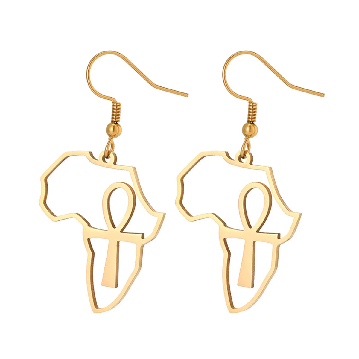 Simple Style Cross Map Plating Stainless Steel None 18K Gold Plated Earrings