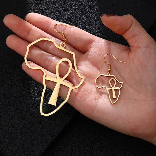 Simple Style Cross Map Plating Stainless Steel None 18K Gold Plated Earrings