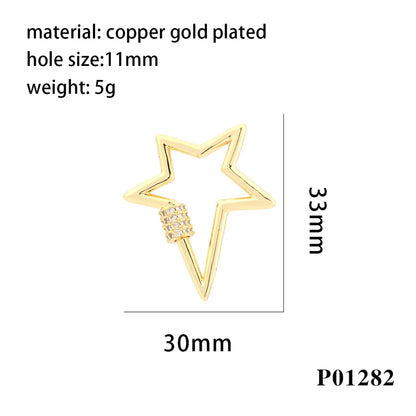 Simple Style Cross Palm Lightning Copper Plating Inlay Zircon 18k Gold Plated Charms