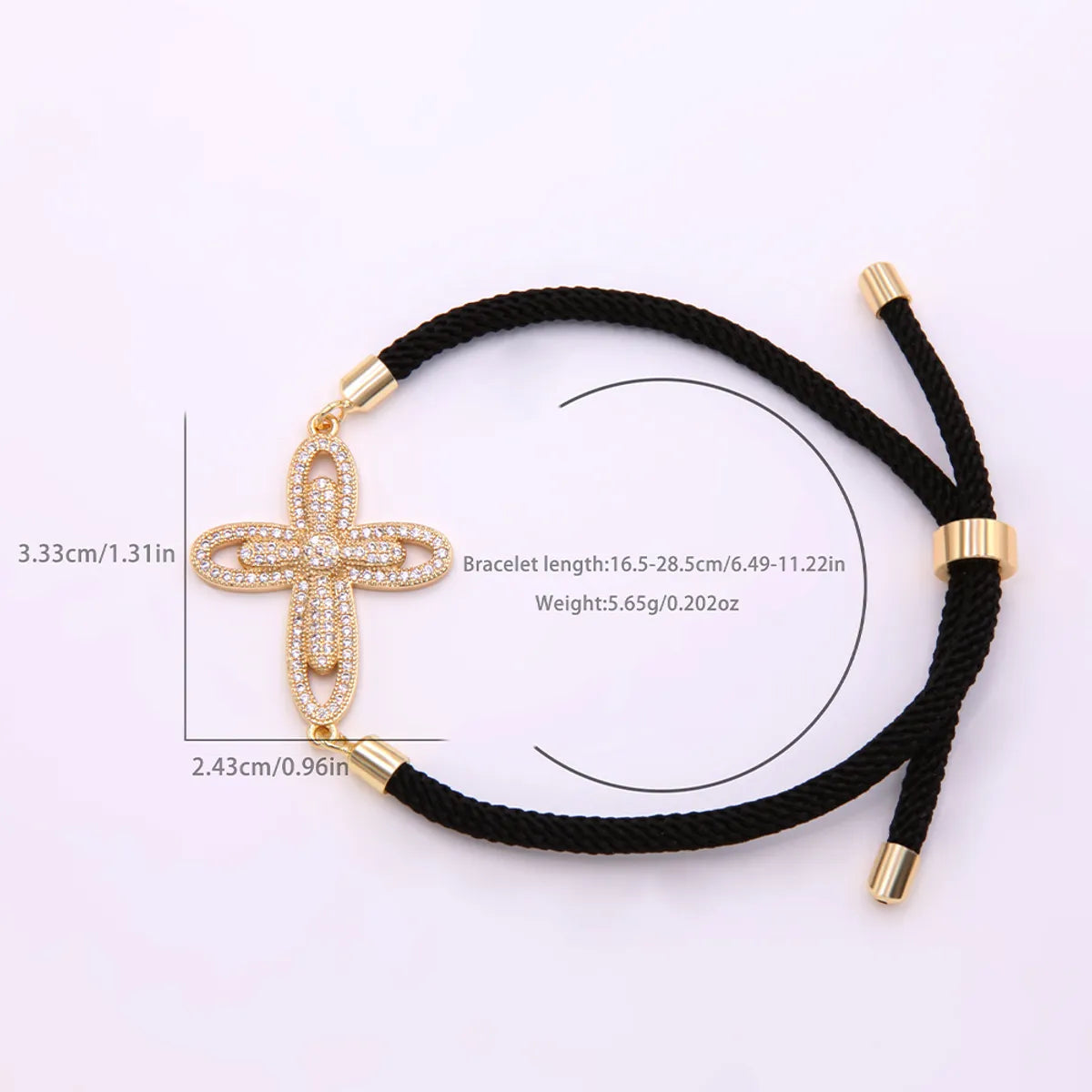 Simple Style Cross Rope Copper Drawstring Plating Inlay Zircon 18k Gold Plated Unisex Drawstring Bracelets