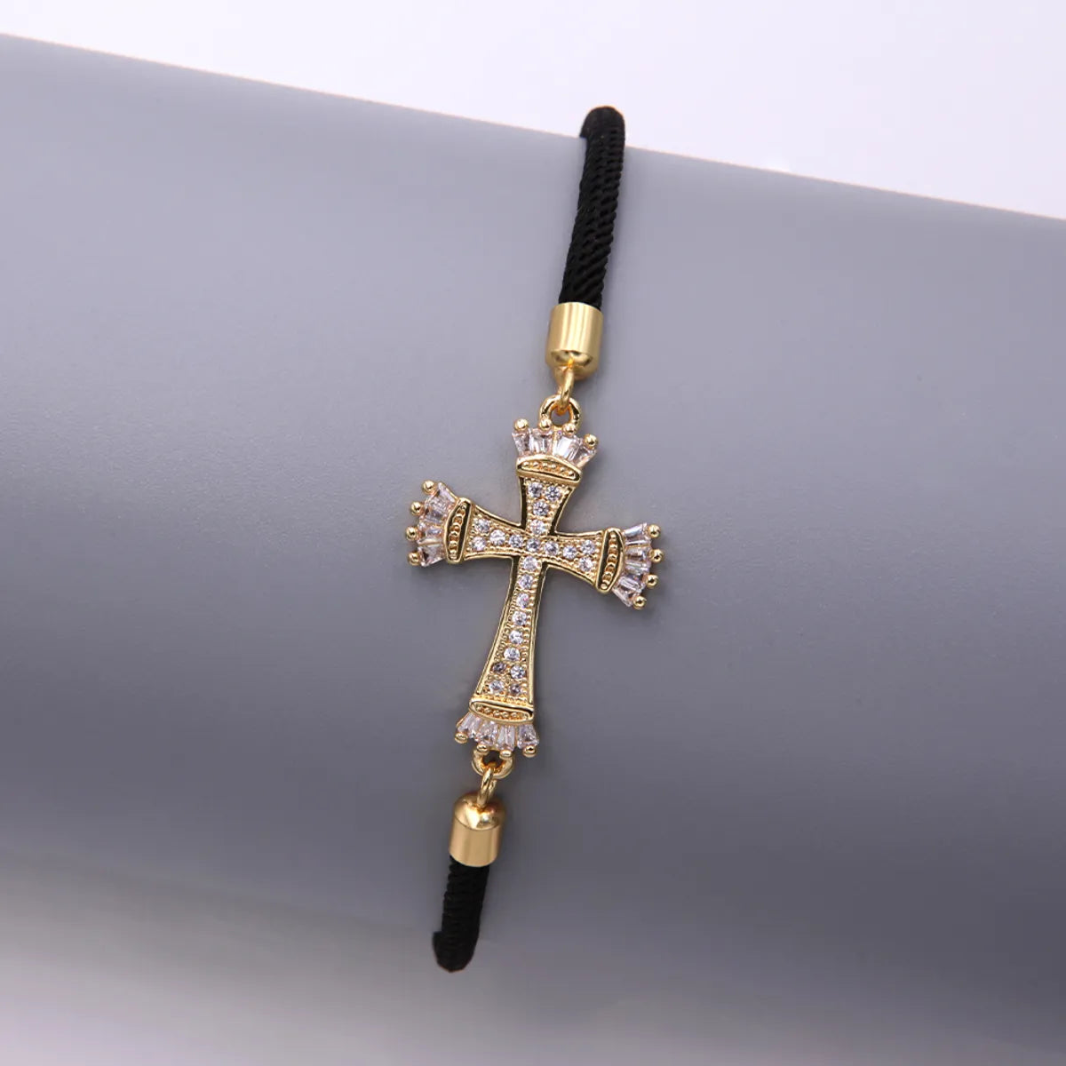 Simple Style Cross Rope Copper Drawstring Plating Inlay Zircon 18k Gold Plated Unisex Drawstring Bracelets