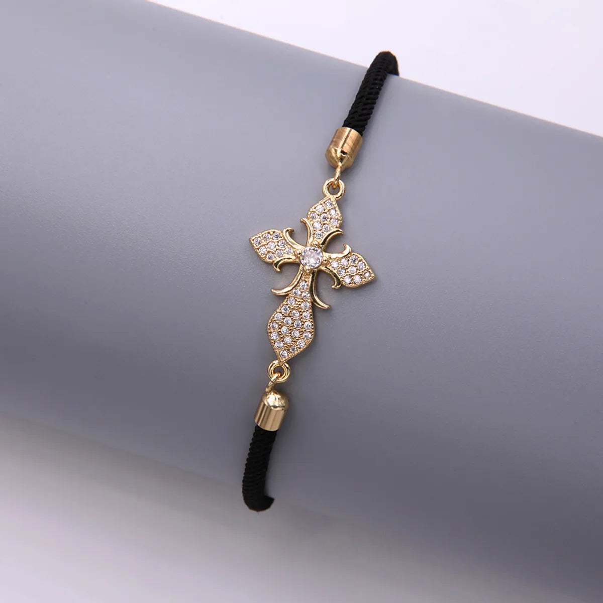 Simple Style Cross Rope Copper Drawstring Plating Inlay Zircon 18k Gold Plated Unisex Drawstring Bracelets