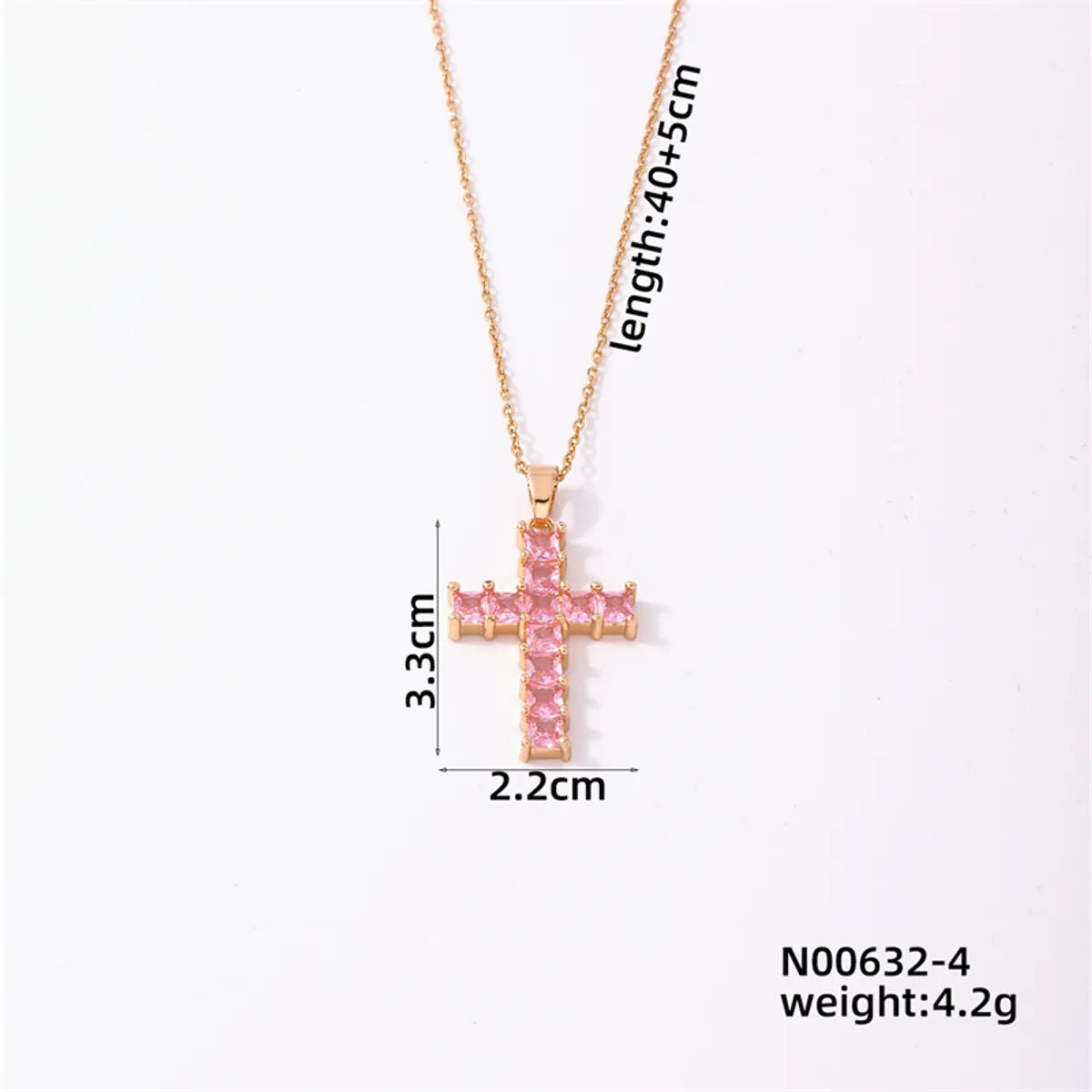 Simple Style Cross Stainless Steel Copper Plating Inlay Zircon Silver Plated Pendant Necklace