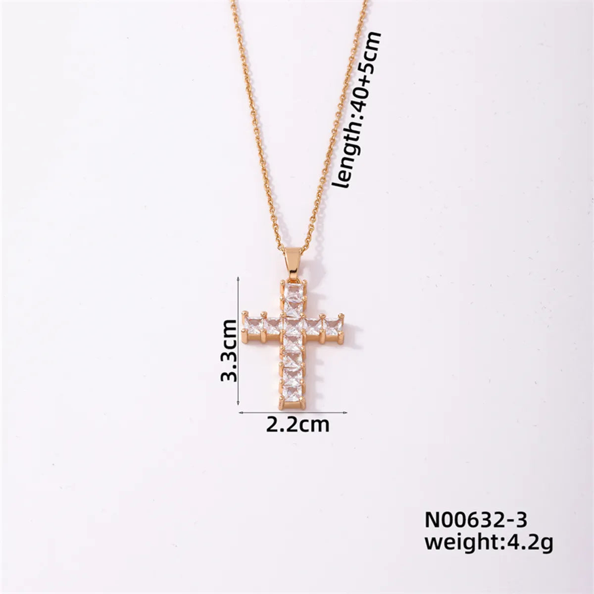 Simple Style Cross Stainless Steel Copper Plating Inlay Zircon Silver Plated Pendant Necklace