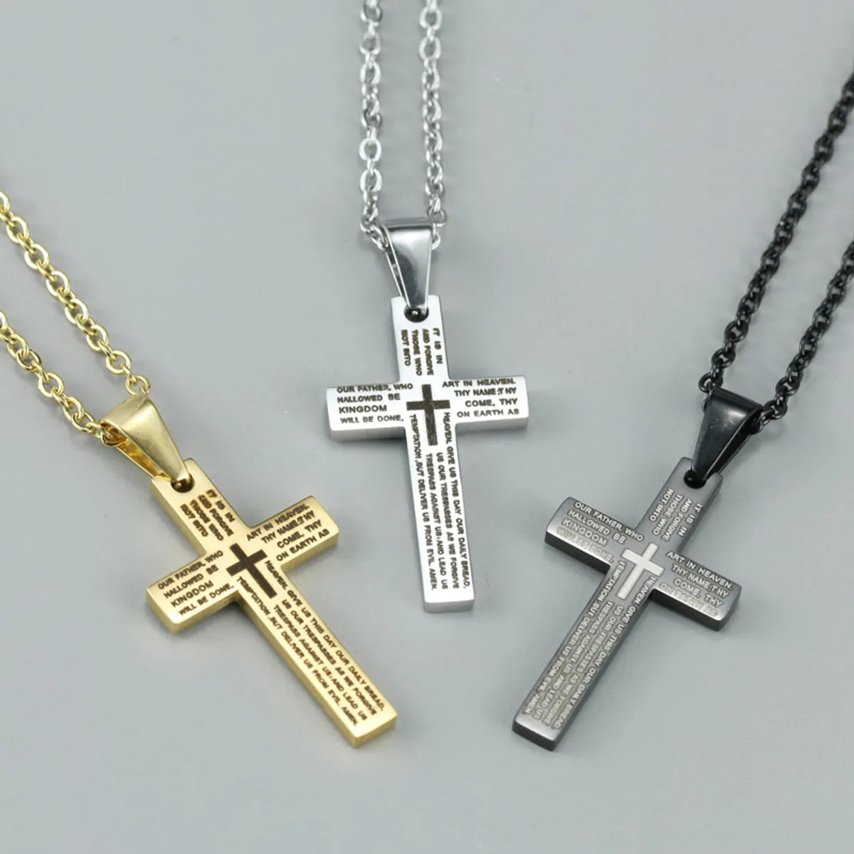 Simple Style Cross Stainless Steel Pendant Necklace Plating Stainless Steel Necklaces