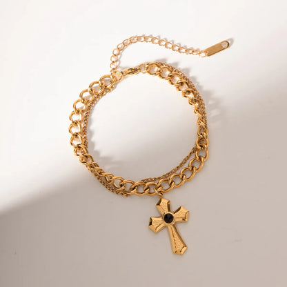 Simple Style Cross Stainless Steel Plating 18k Gold Plated Bracelets