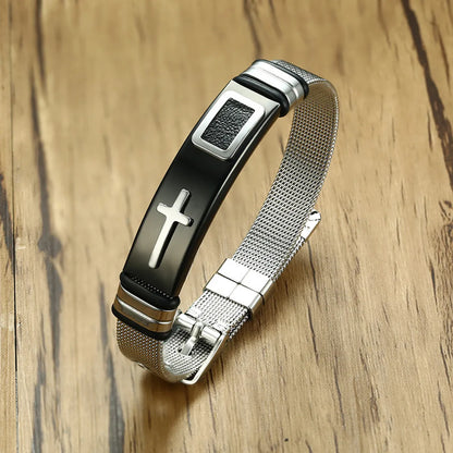 Simple Style Cross Stainless Steel Plating Bangle