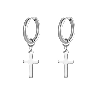 1 Pair Simple Style Cross Plating 201 Stainless Steel 18K Gold Plated Dangling Earrings