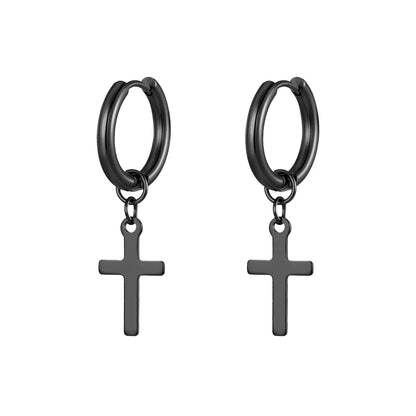 1 Pair Simple Style Cross Plating 201 Stainless Steel 18K Gold Plated Dangling Earrings