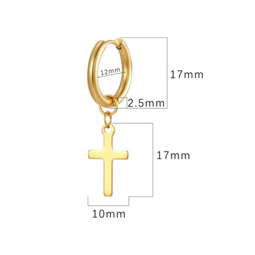 1 Pair Simple Style Cross Plating 201 Stainless Steel 18K Gold Plated Dangling Earrings