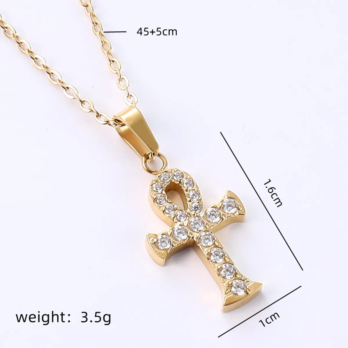 Simple Style Cross Stainless Steel Plating Inlay Zircon Gold Plated Pendant Necklace