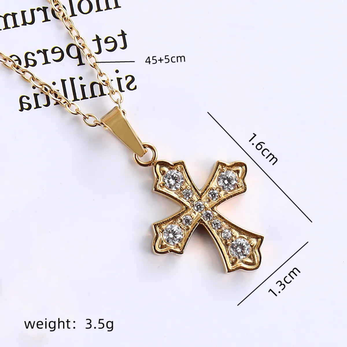 Simple Style Cross Stainless Steel Plating Inlay Zircon Gold Plated Pendant Necklace