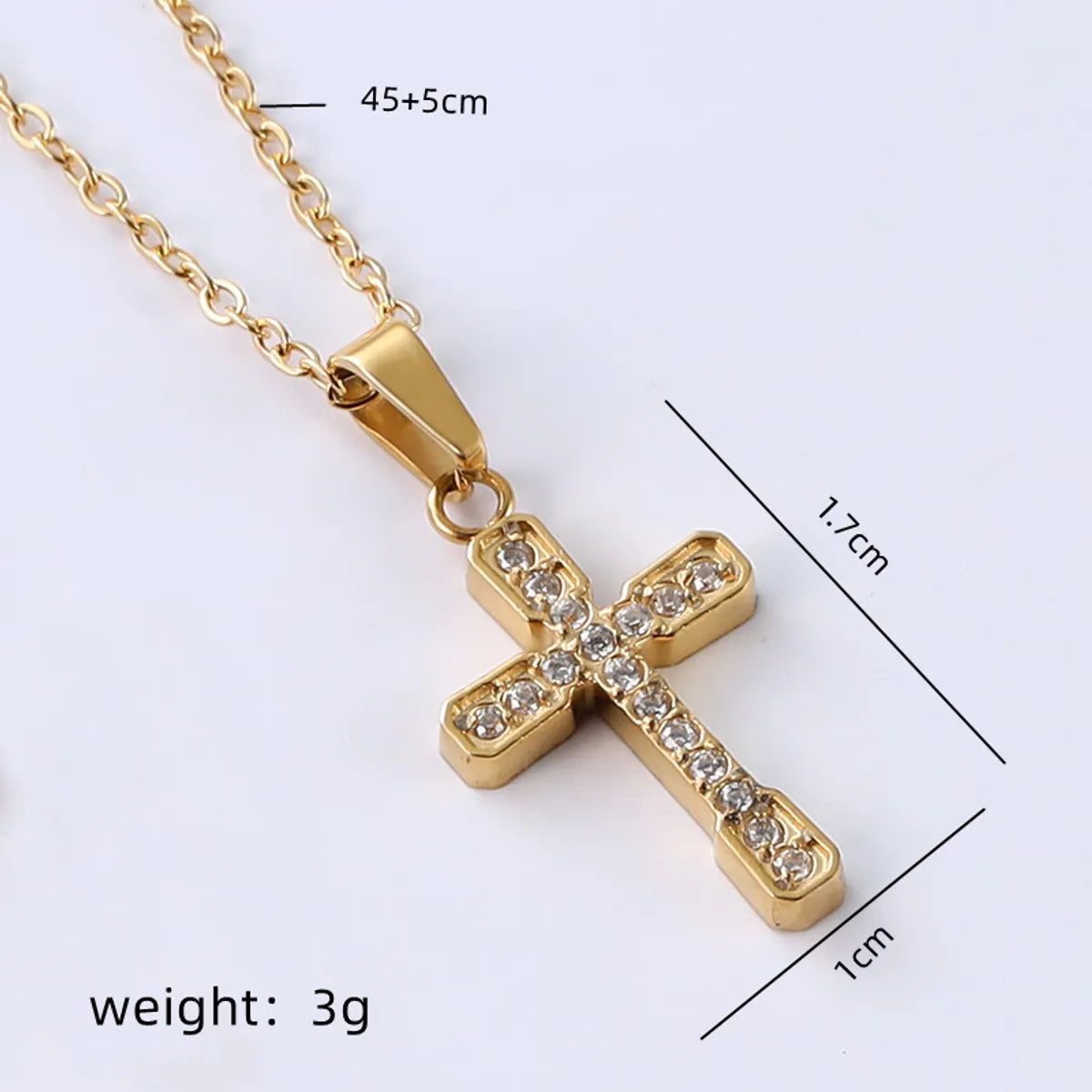 Simple Style Cross Stainless Steel Plating Inlay Zircon Gold Plated Pendant Necklace