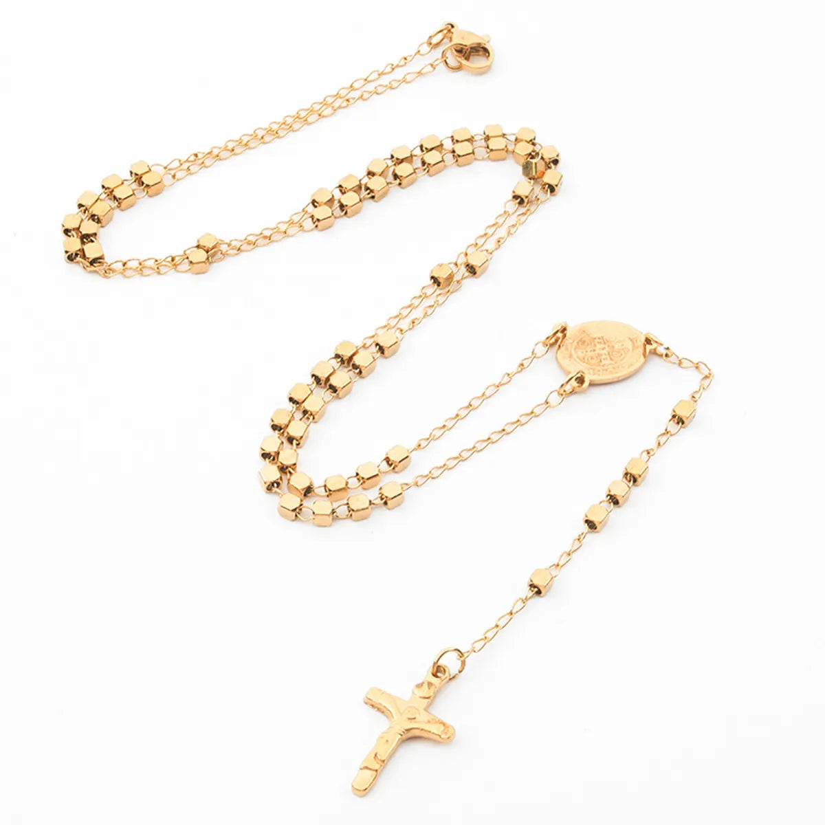 Simple Style Cross Stainless Steel Plating Necklace